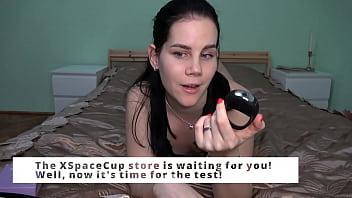 Anna does a vibration ring test from XSpaceCup and milks her husband'_s dick while he kisses her feet