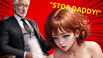 Step-Grand-Daddy'_s big dick cum'_s in mouth to virgin teen in school office