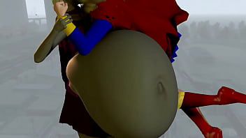 Superheroine Belly Inflation