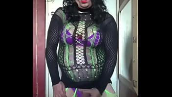 sissy crossdresser shoots a load on the floor after making himself cum