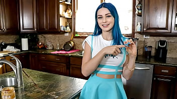 Hot &amp_ Dirty Blue-Haired Influencer Fucking Her Stepbro As a Challenge