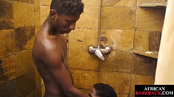 Nubian twink barebacks amateur after receiving blowjob