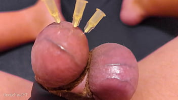 Testicle Skewering CBT, Edging &_ Cumshot with 3 Precum &_ Stretched Balls