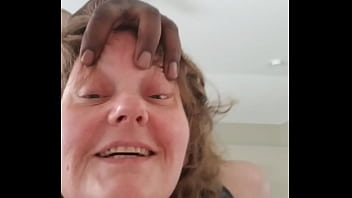 Lil whore watching herself getting pounded buy Daddy'_s fat black cock