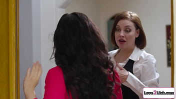 Busty brunette seduces stepmoms employee