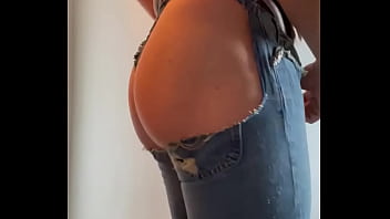 Handjob in ripper jeans ass