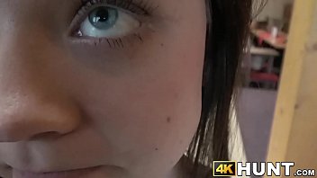 Brunette cheats on her boyfriend for cash at a bowling place