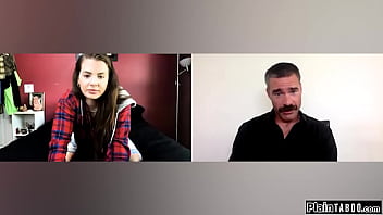 Busty teen toys while counselor watches