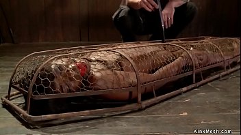 Ebony in back arch bondage zipper