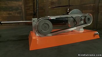 Busty blonde takes dp machine