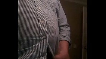 Heavy set male masturbates his thick cock