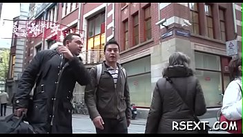 Gorgeous hooker puts condom on 10-pounder and gives hot blowjob