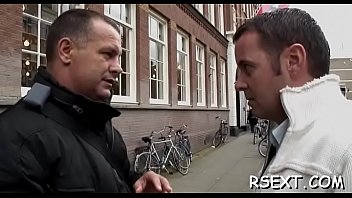 Beautiful hooker gives sexy blowjob and takes it up her ga