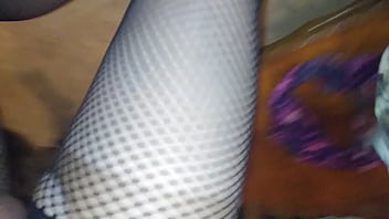 Crossdresser jerking off oiled small cock