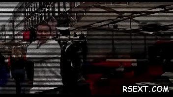 Babe with tiny tits fucks hard