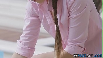 Foot fetish teen tugs cum