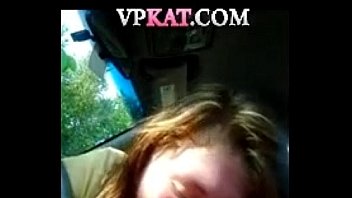 Naive blonde is sucking dick in the car while her boyfriend