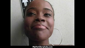Natural cute black teen tries out gloryhole 4