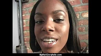 Ebony Hottie Milking Cocks in the Gloryhole 4
