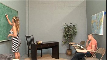 Ballbusting and Cockbiting Blowjob in the Classroom