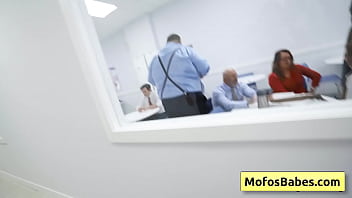 Big tit brunette secretary suck fat dick at work in the bathroom - Sasha Pearl, Parker Ambrose