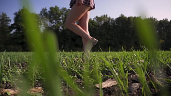 Hot Girl School Uniform Walks Outdoors And Flashing Full Back Panties Upskirt