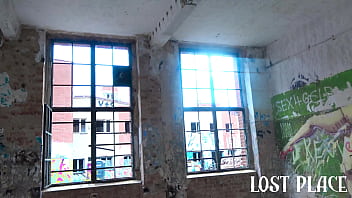 Deep blowjob Under Rain and Fucking in an Abandoned Building in Lost Place with friend.