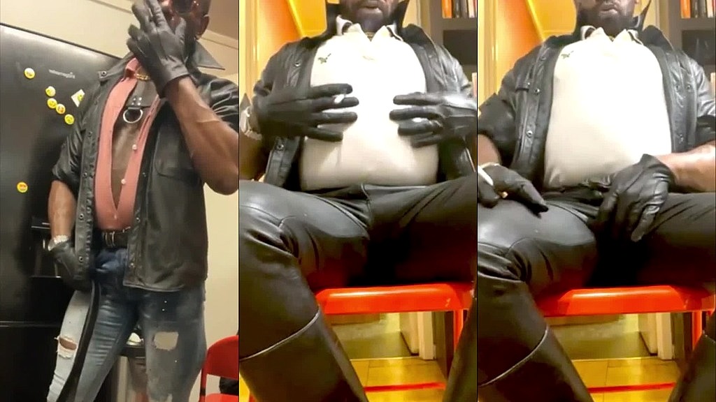 sexy leather jeans & tight shirts dom dad smoke bate