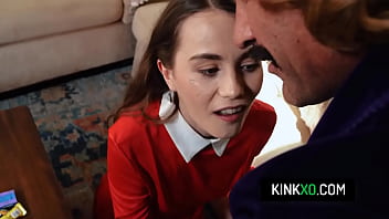 Perv Willy Wonka fucks hot teen slut Sia Wood in the sex factory