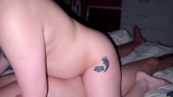 Pregnant stepmom really wants to get a portion of hot cum in her pussy at night