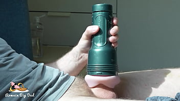 Very long jerk-off session with my favorite fleshlight, I end up with intense cumshot on clothes