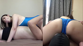 娘のスクール水着を着た日本人巨乳milfの秘蔵映像