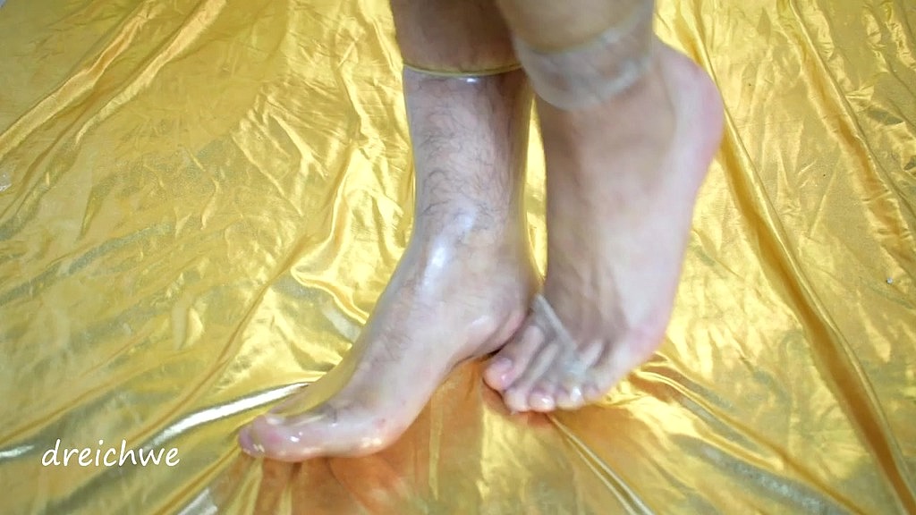 feet with condoms