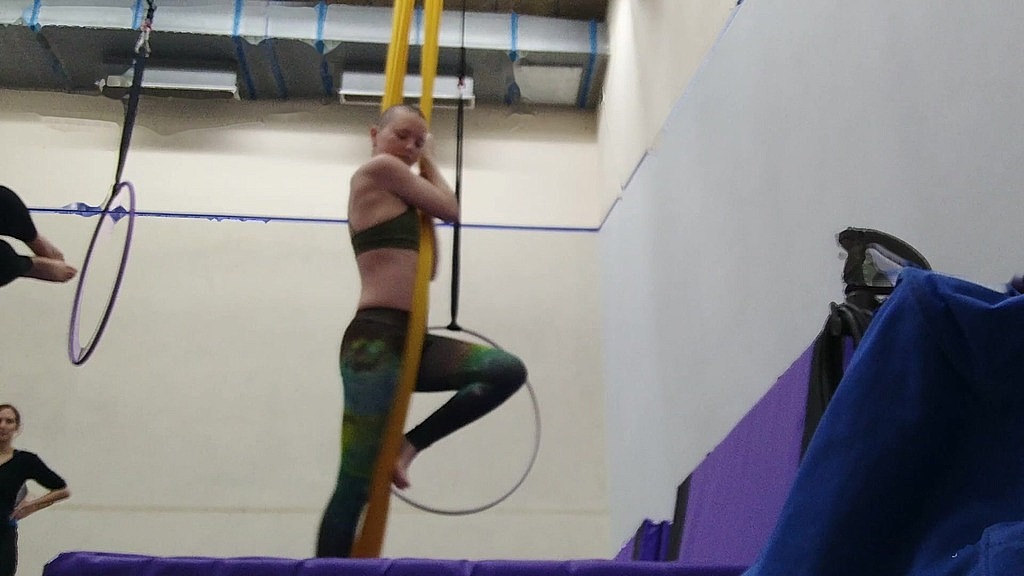 practicing  candycane  on silks