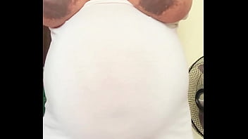 Pregnant Arab Girl with a Big Belly and Milky Boobs