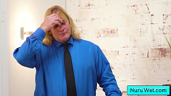 Busty teen masseuse pour nuru gel on her client and rub he rnaked body on him - Evan Stone, Bella Rolland