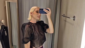 Let&#039_s try on transparent clothes, completely see-through. In the mall. See me in the fitting room