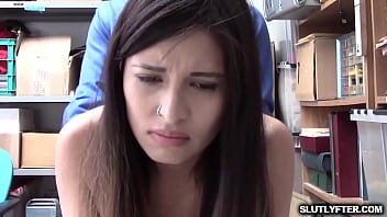 Busted employee Jasmine Gomez got her shaved pussy fuck so hard!