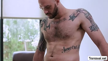 Horny TS secretary gets barebacked by her bald boss