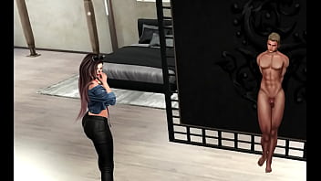 Babydoll showing her dominatrix powers over blonde guy ( more on red )