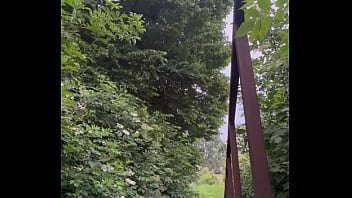 Teen guy strips naked and walks in public park nervously Voyeur