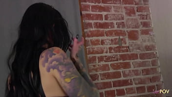 With the club being closed the tattooed lesbians initiate a threesome at home with their sex toy