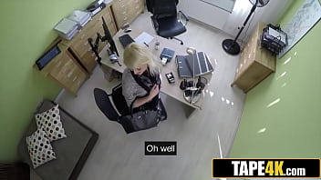 Beautiful Blonde Unzips Loan Manager'_s Pants and Takes His Dick