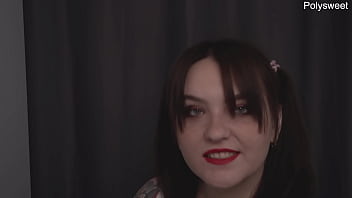 Mistress with double pigtails beats a guy and brings him to orgasm with a strapon