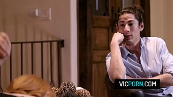 Curvy redhead wife Lauren Phillips fucks with her husband'_s bff while he watches them