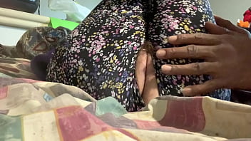 Stepsister gets turned on watching porn on xvideos , she lets her stepdad rip her leggings and finger her pretty pussy