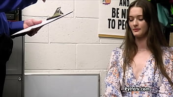 Shy brunette fucked for stealing new dress