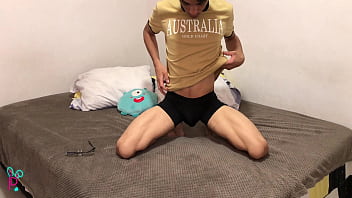 CUTE LATIN BOY SHOWS HIS BIG DICK IN HIS ROOM