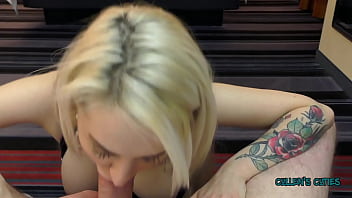 Sandra puts the whole thing in her mouth!