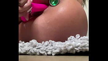 Very sexy lingerie, cream on my body and masturbation with dildo   ANAL PLUG